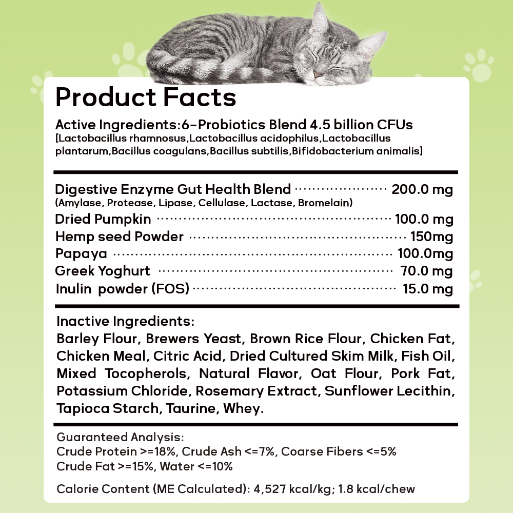 Nutridog Cat Probiotic for Digestive & Gut Health - 150 Dual Texture Crunchy & Creamy Bites - Relief for Constipation, Diarrhea & Sensitive Stomach with Prebiotics & Taurine for Kittens & Seniors