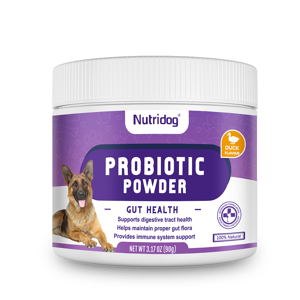 Probiotics for Dogs Powder, Duck Flavor - Supports Gut Health, Digestive Balance & Seasonal Allergy Relief & Itchy Skin Relief - Prebiotic & Probiotic Powder (90g) (Duck)