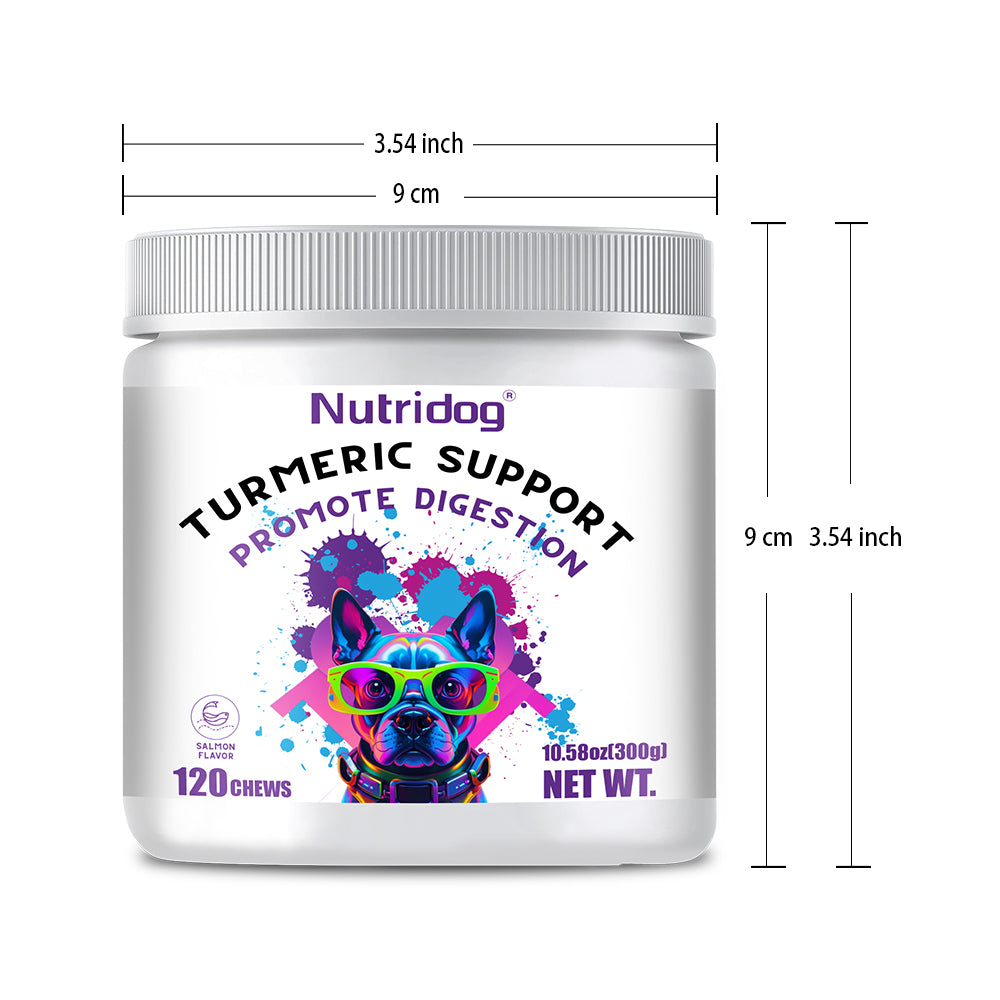 Nutridog Turmeric Chews for Dogs – Curcumin & Coconut Oil for Joint Pain & Allergy Relief | 120 Soft Chews
