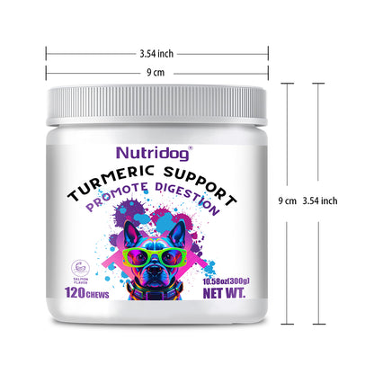 Nutridog Turmeric Chews for Dogs – Curcumin & Coconut Oil for Joint Pain & Allergy Relief | 120 Soft Chews