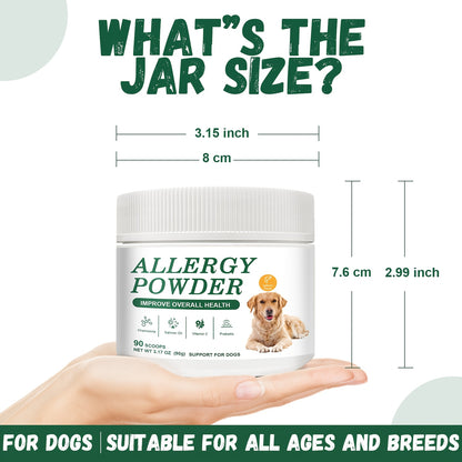 Allergy Powder for Dogs, 90g Salmon Flavor - Immune Support & Seasonal Allergy Relief with Gut Health Boost | Vet-Formulated for Allergies Defense & Overall Canine Wellness (Salmon)