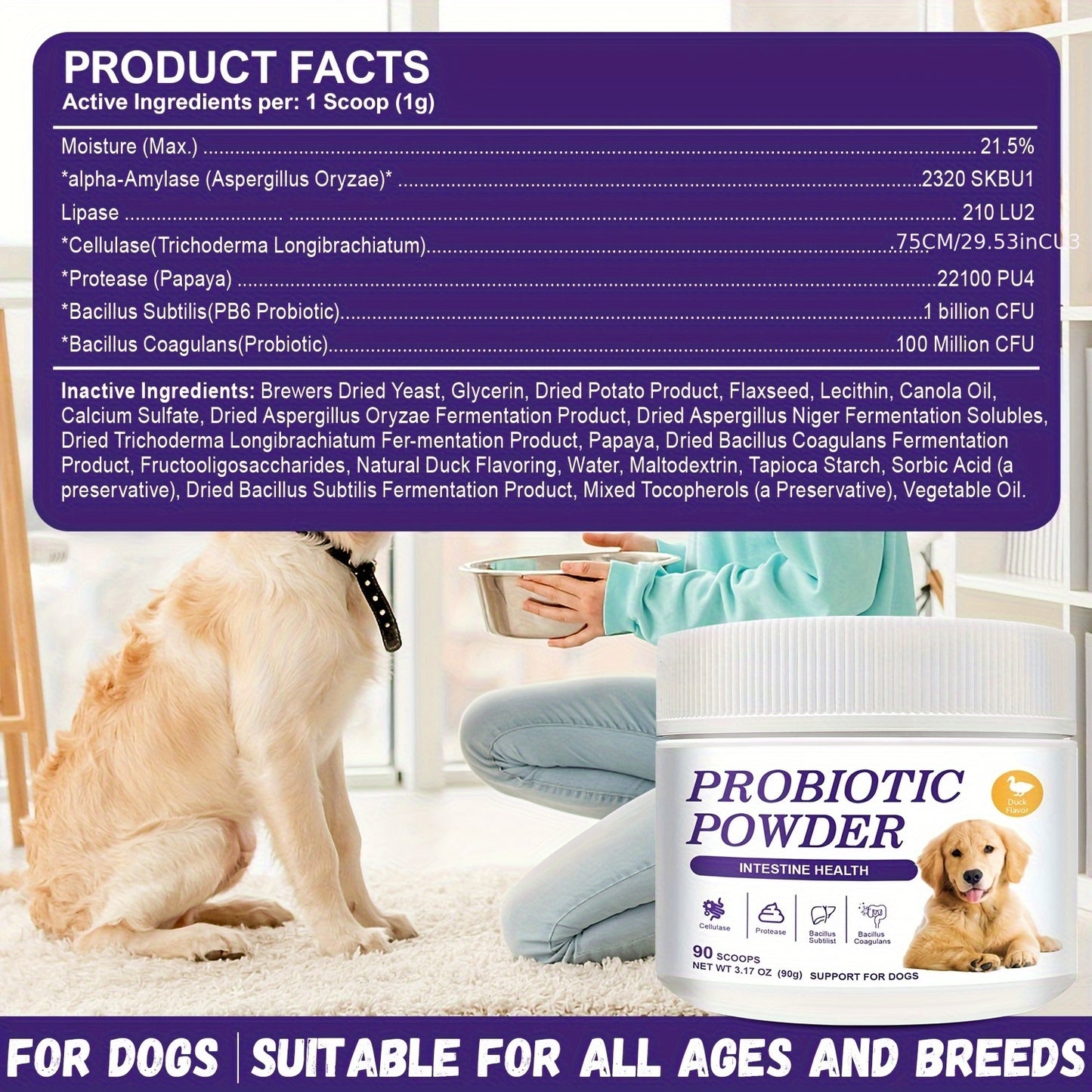 Nutridog Probiotic Powder for Dogs – Vet-Formulated Gut & Digestive Support | 90g / 90 Scoops