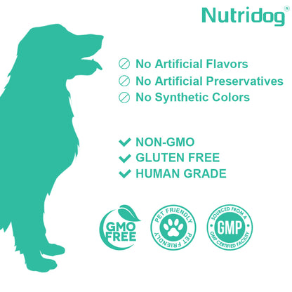 Nutridog Gland Support Chews for Dogs - Dog Bladder & Digestive Health Supplement with Pumpkin, Probiotics & Cranberry - Salmon Flavor Soft Chews to Support Anal Gland Function, Firm Stools & Gut Health (120 Chews)
