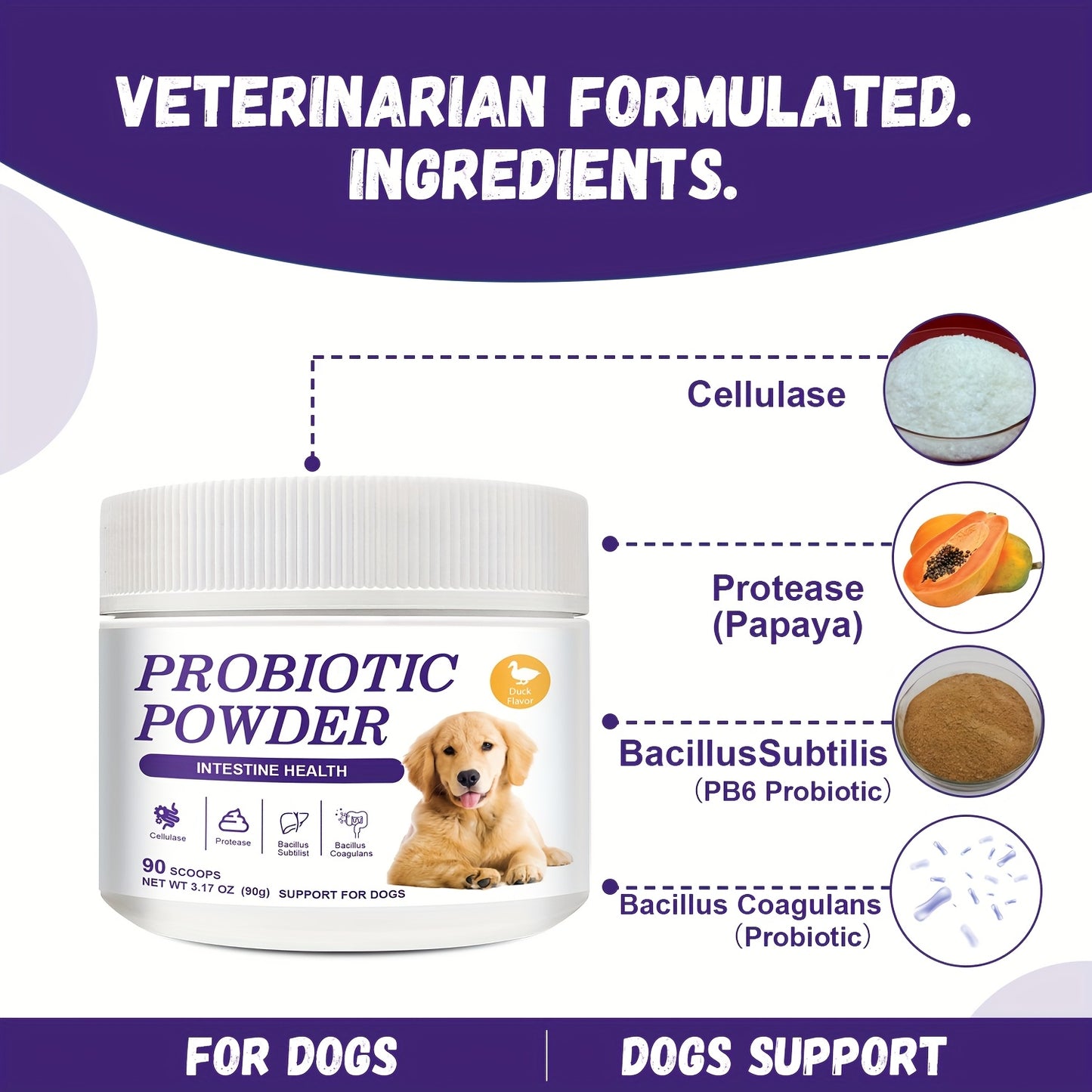 Nutridog Probiotic Powder for Dogs – Vet-Formulated Gut & Digestive Support | 90g / 90 Scoops