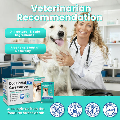 Dog Dental Powder for Teeth Cleaning, Dog Teeth Cleaning Powder for Dogs with Probiotic & Tartar Remover, Fresh Breath Support, No Brushing Oral Care, Chicken Flavor, 60ct