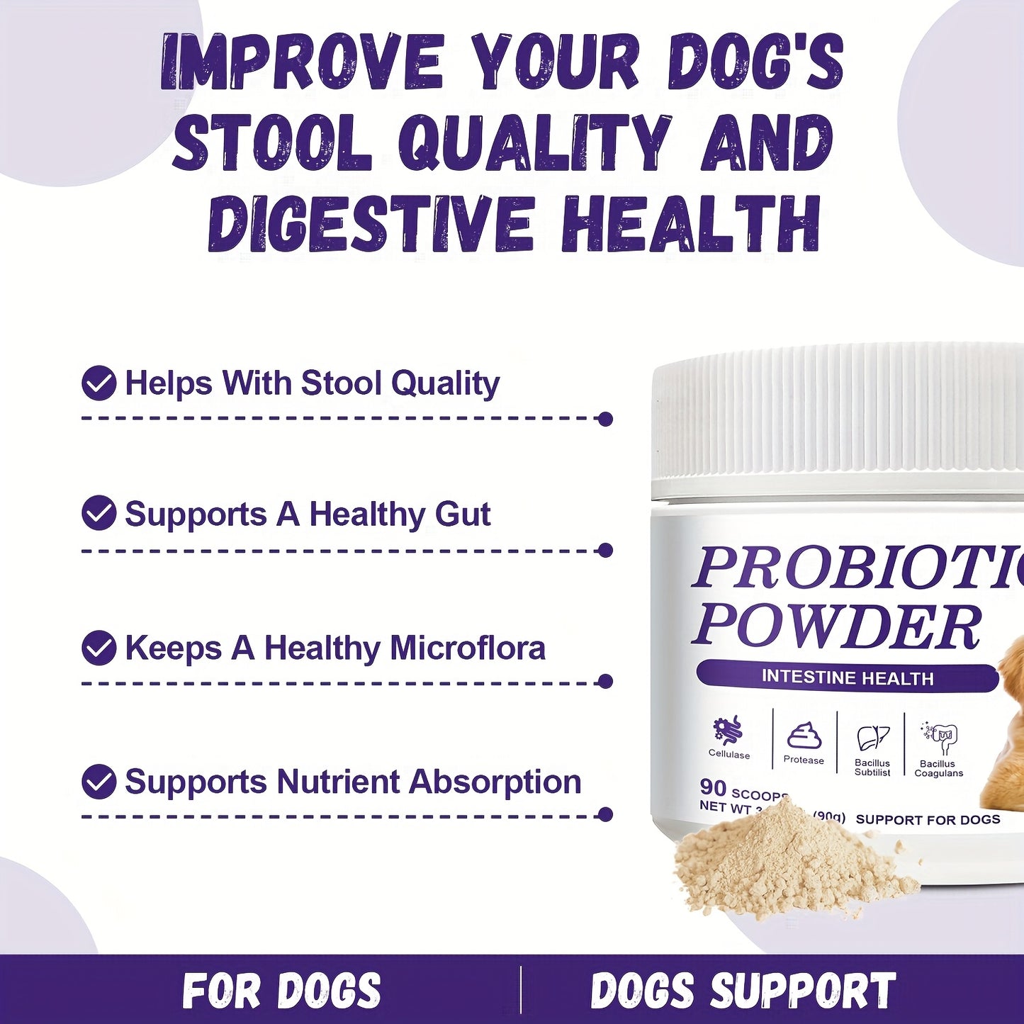 Nutridog Probiotic Powder for Dogs – Vet-Formulated Gut & Digestive Support | 90g / 90 Scoops