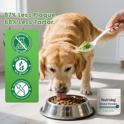 Dog Teeth Cleaning Powder,Dog Dental Powder,Breath Freshener with Probiotics & Brown Algae-Targets Tartar & Plaque Remover & Bad Breath,90g Pet Dental Care Supplement for Dogs & Cats