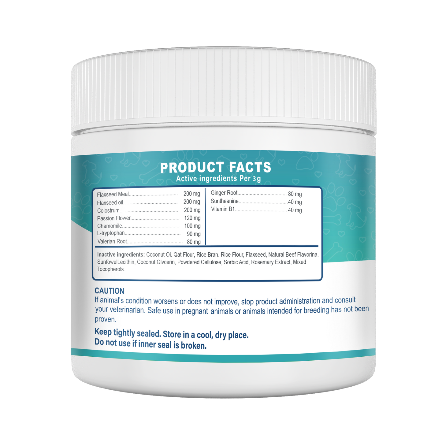 Calming Powder for Dogs - Anxiety & Stress Relief Supplement with Organic Hemp, Valerian Root - Behavioral Support, Fireworks & Travel Aid - Beef Flavor, 90g Powder